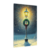 Christmas Lamp in Winter Field Canvas