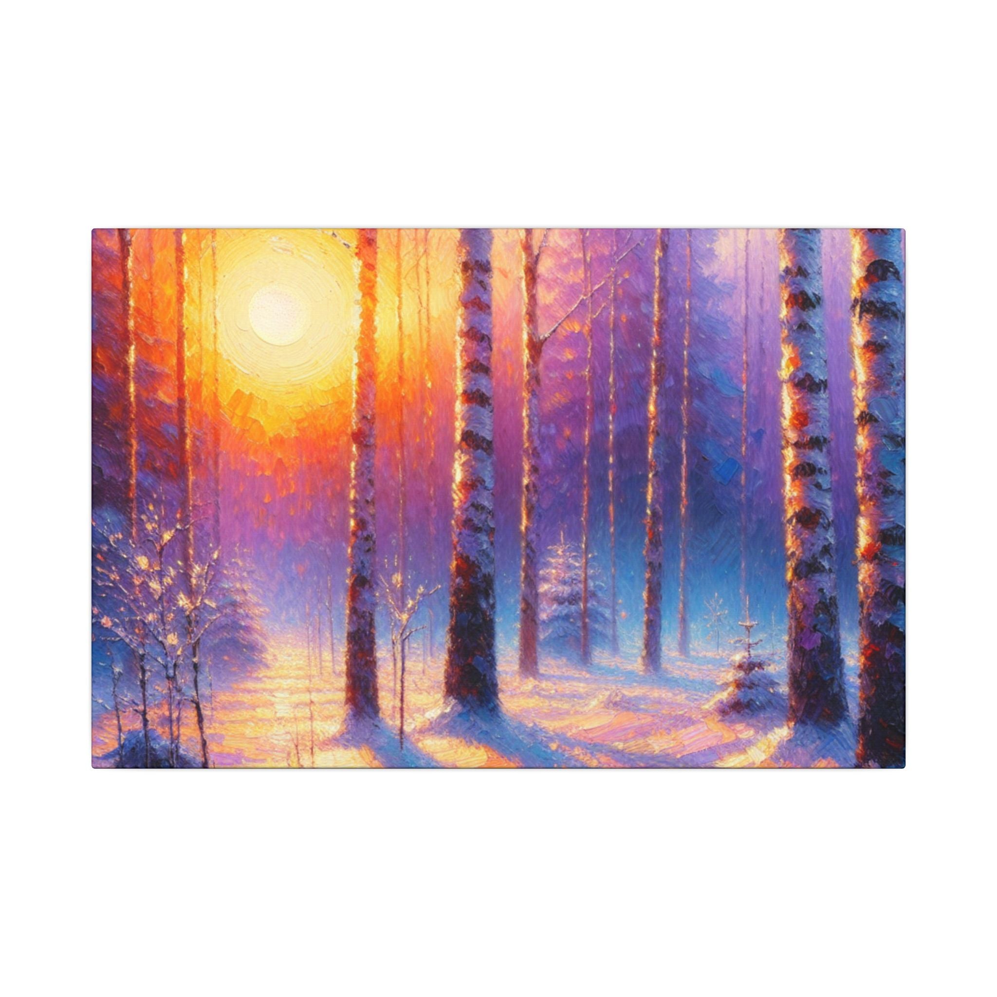 Birch Forest Sunset Canvas