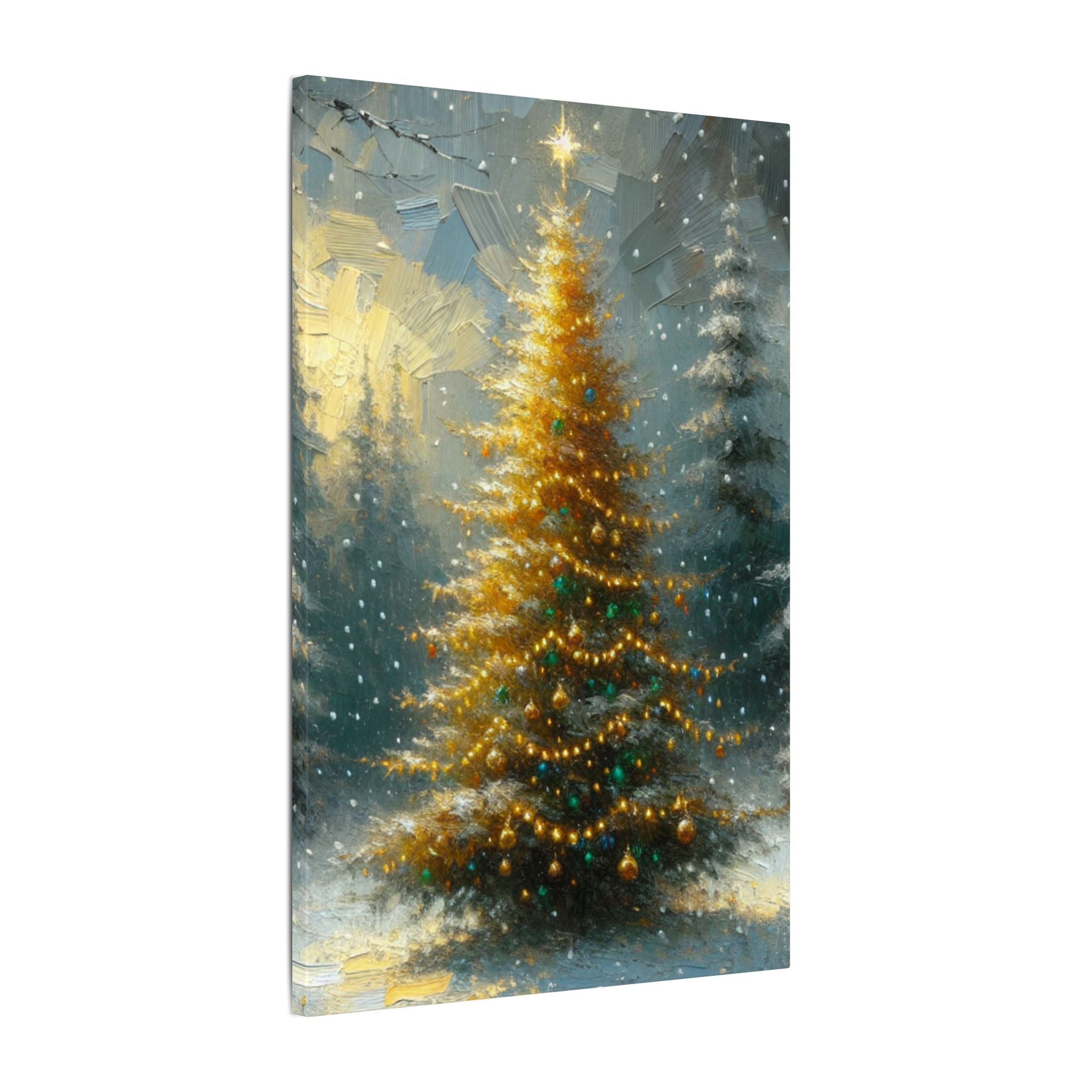 Christmas Tree in Snowy Clearing Canvas