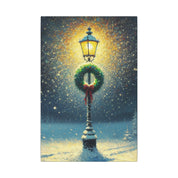 Christmas Lamp in Winter Field Canvas