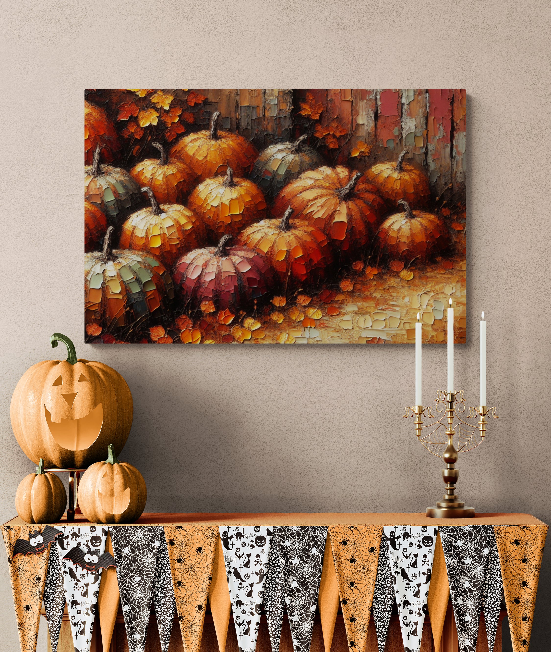 Pumpkins by the Red Barn Canvas