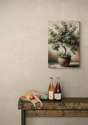 Potted Apple Tree Rustic Canvas