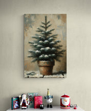Rustic Spruce in Pot Canvas