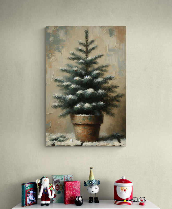Rustic Spruce in Pot Canvas