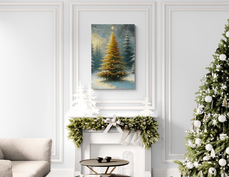 Christmas Tree in Snowy Clearing Canvas