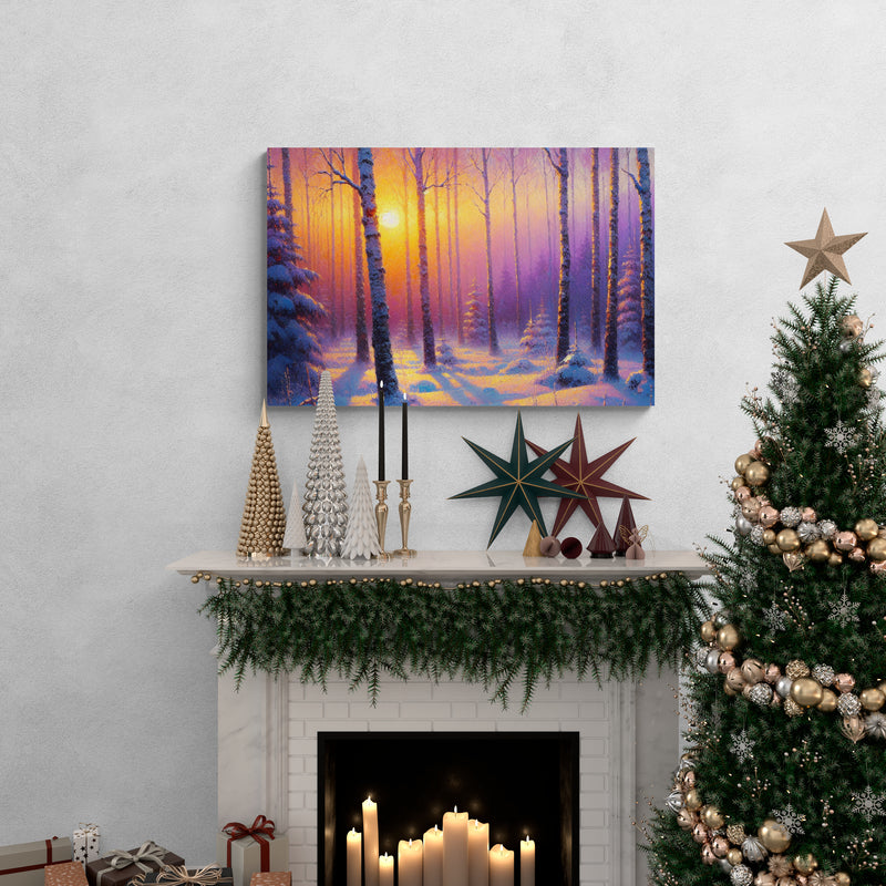Sunset Birch Forest Canvas