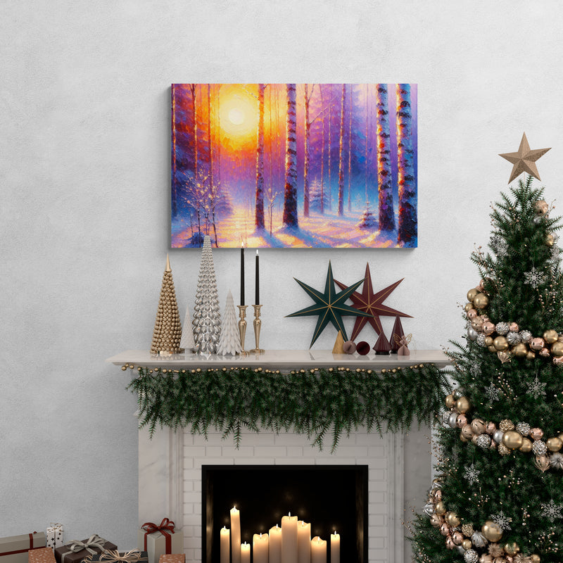 Birch Forest Sunset Canvas