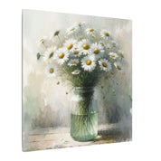 White Daisies in Jar Watercolor Canvas