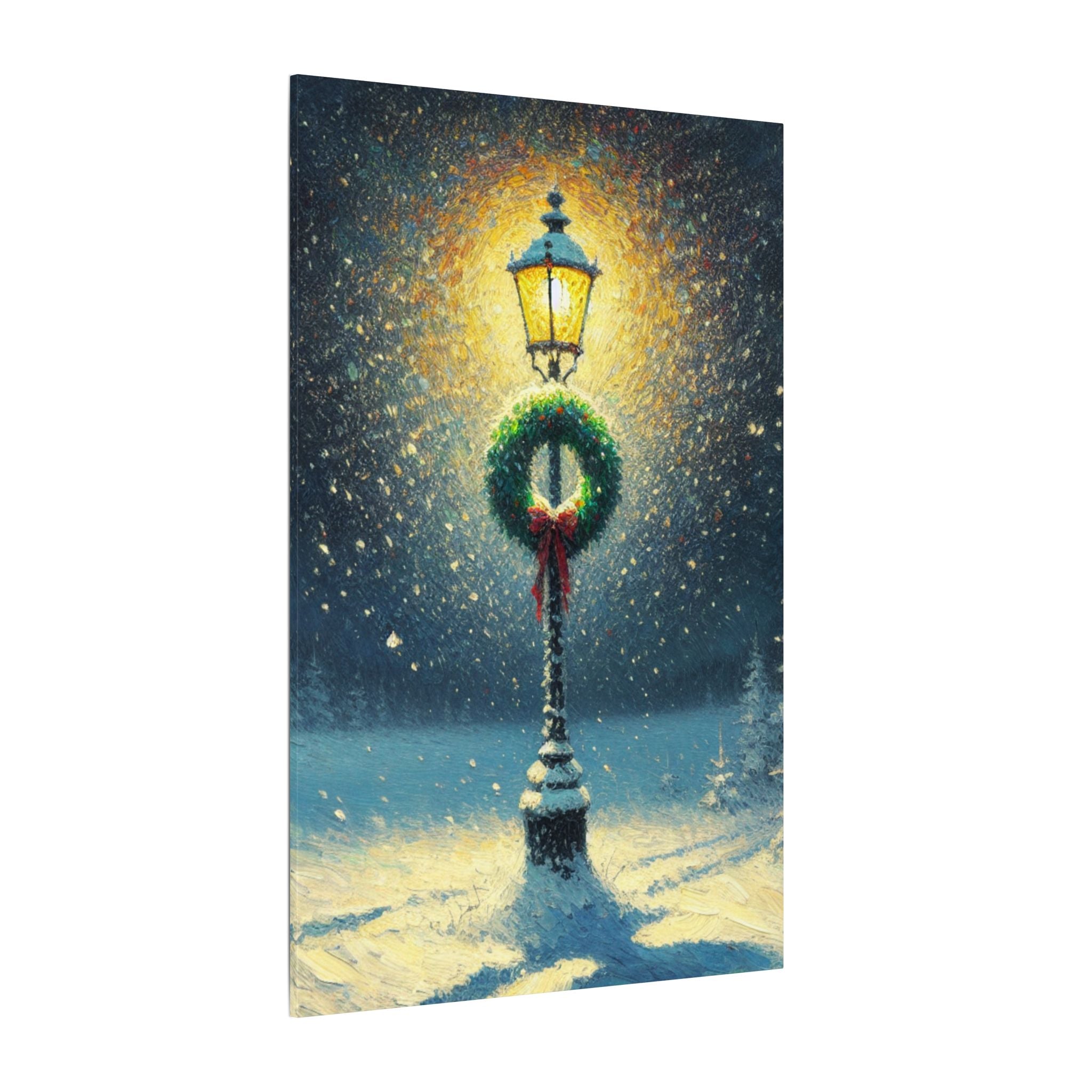 Christmas Lamp in Winter Field Canvas