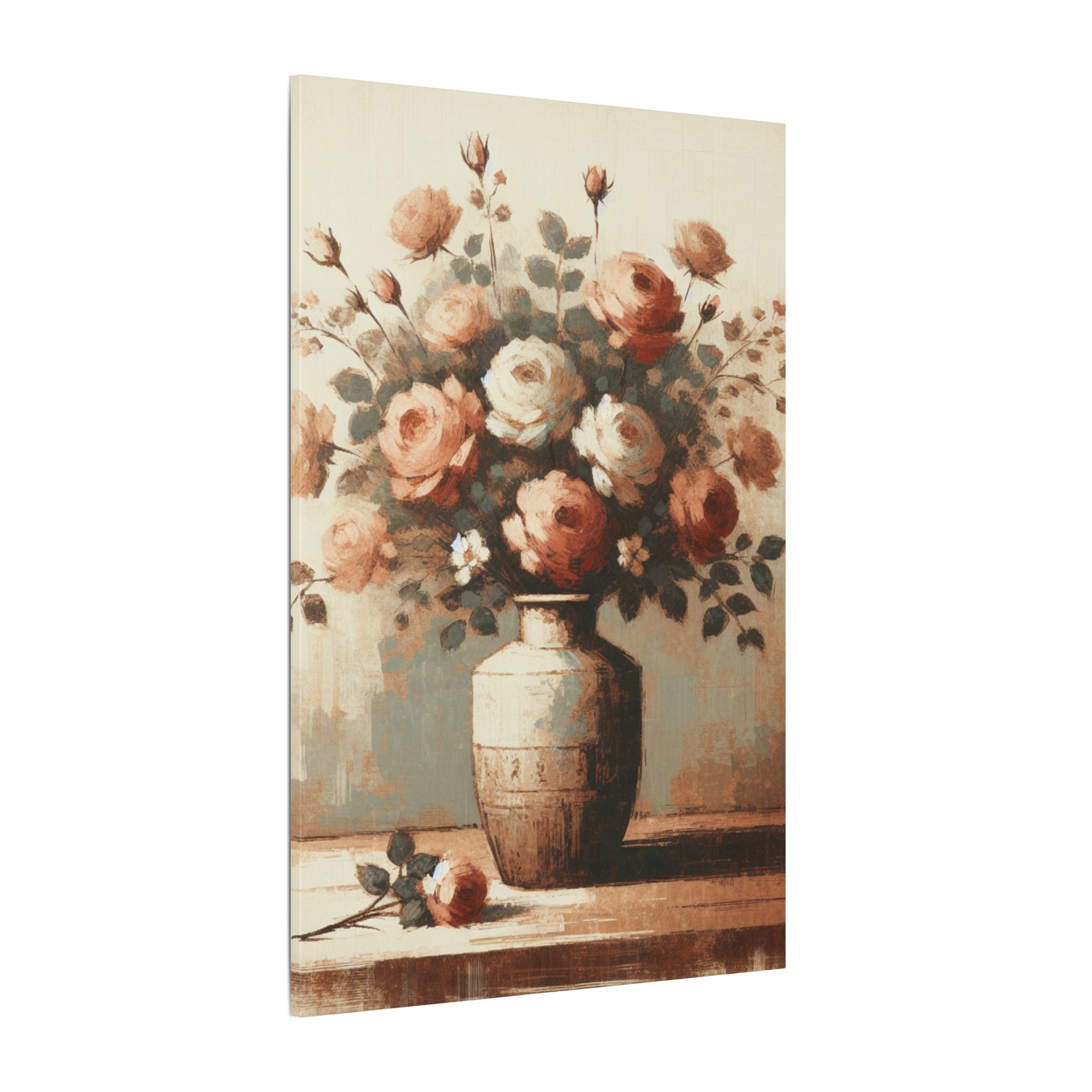 Vintage Roses Vase Canvas