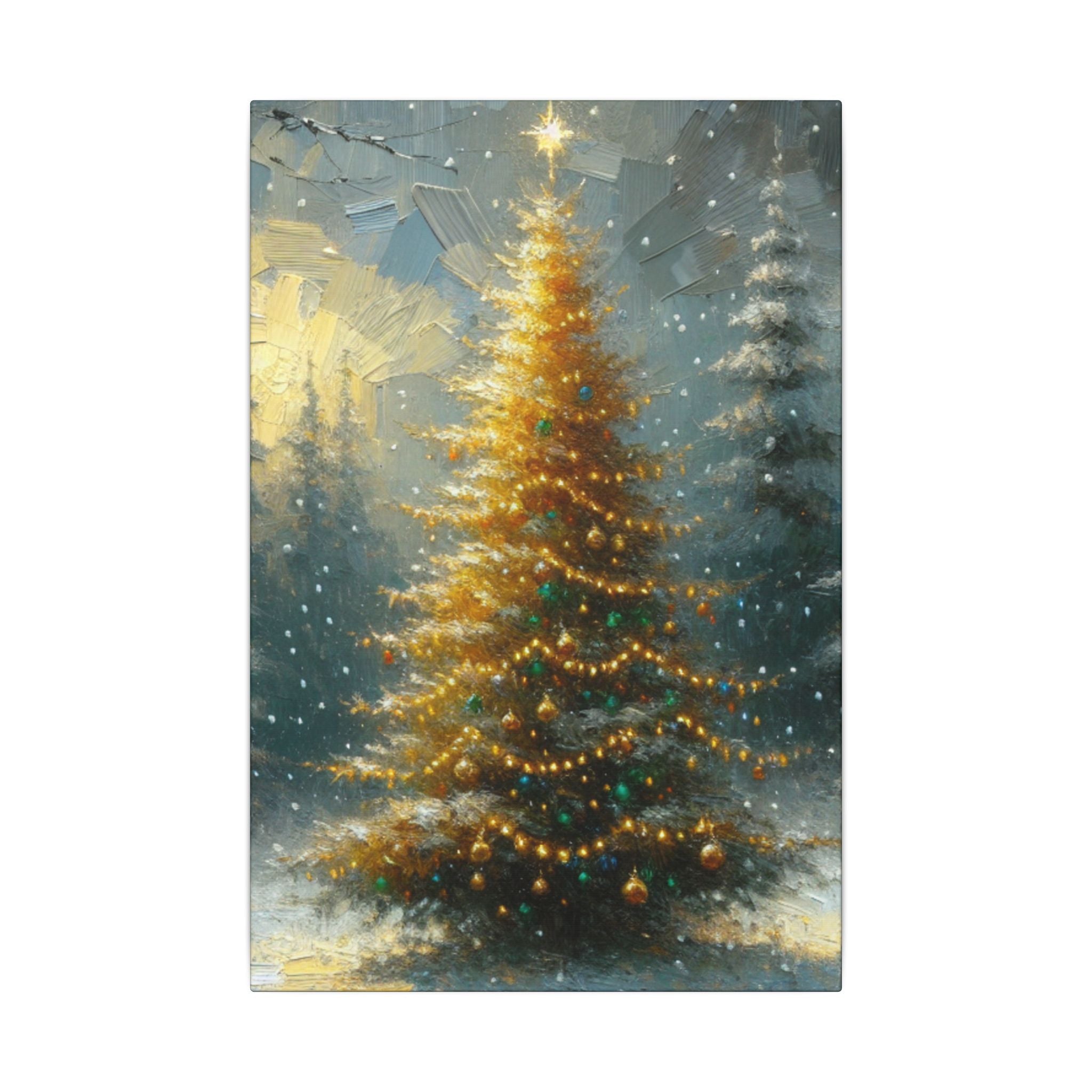 Christmas Tree in Snowy Clearing Canvas