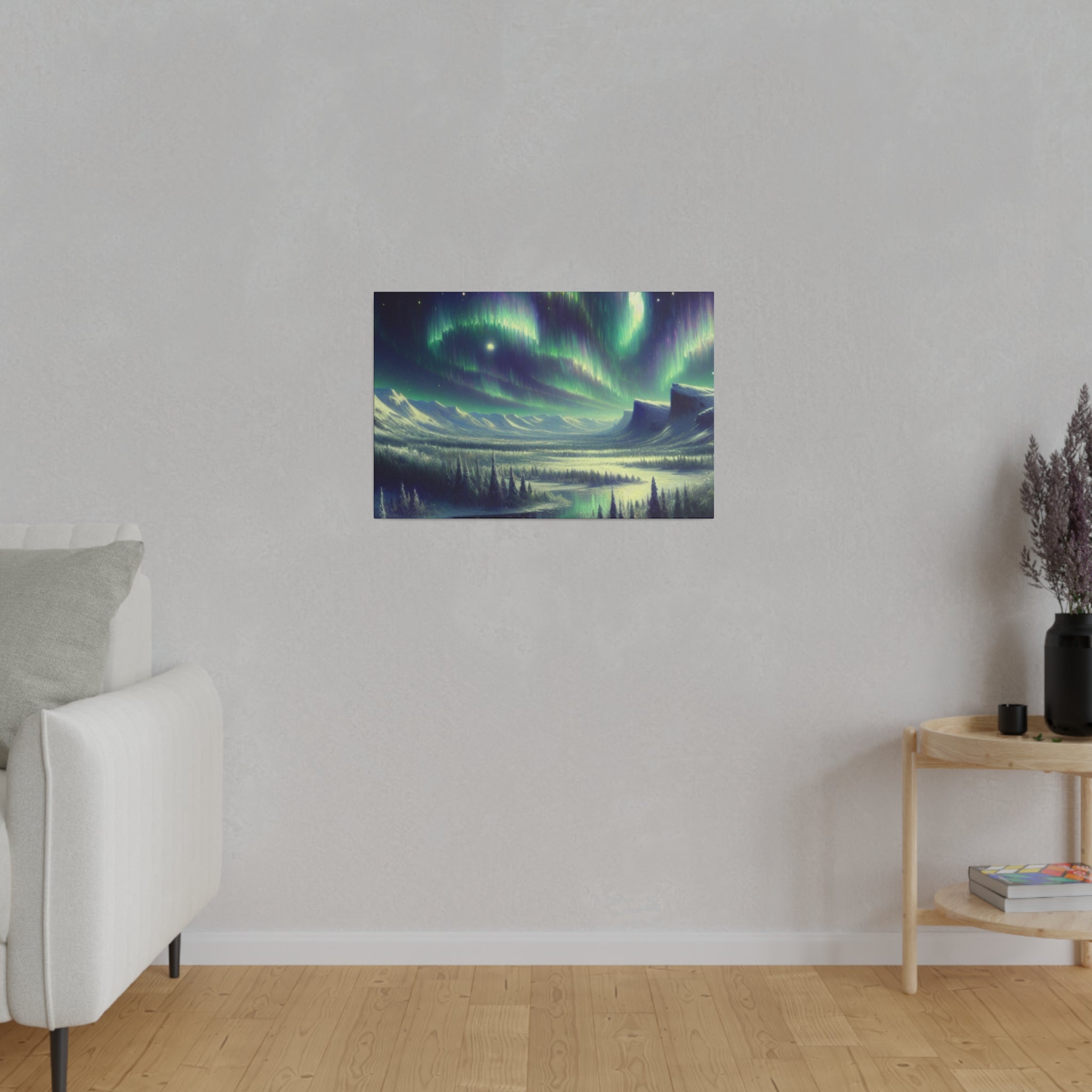 Winter Snowy Dream Northern Lights Painting Canvas