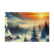 Winter's Sunset Veil Snowscape Winter Painting Canvas