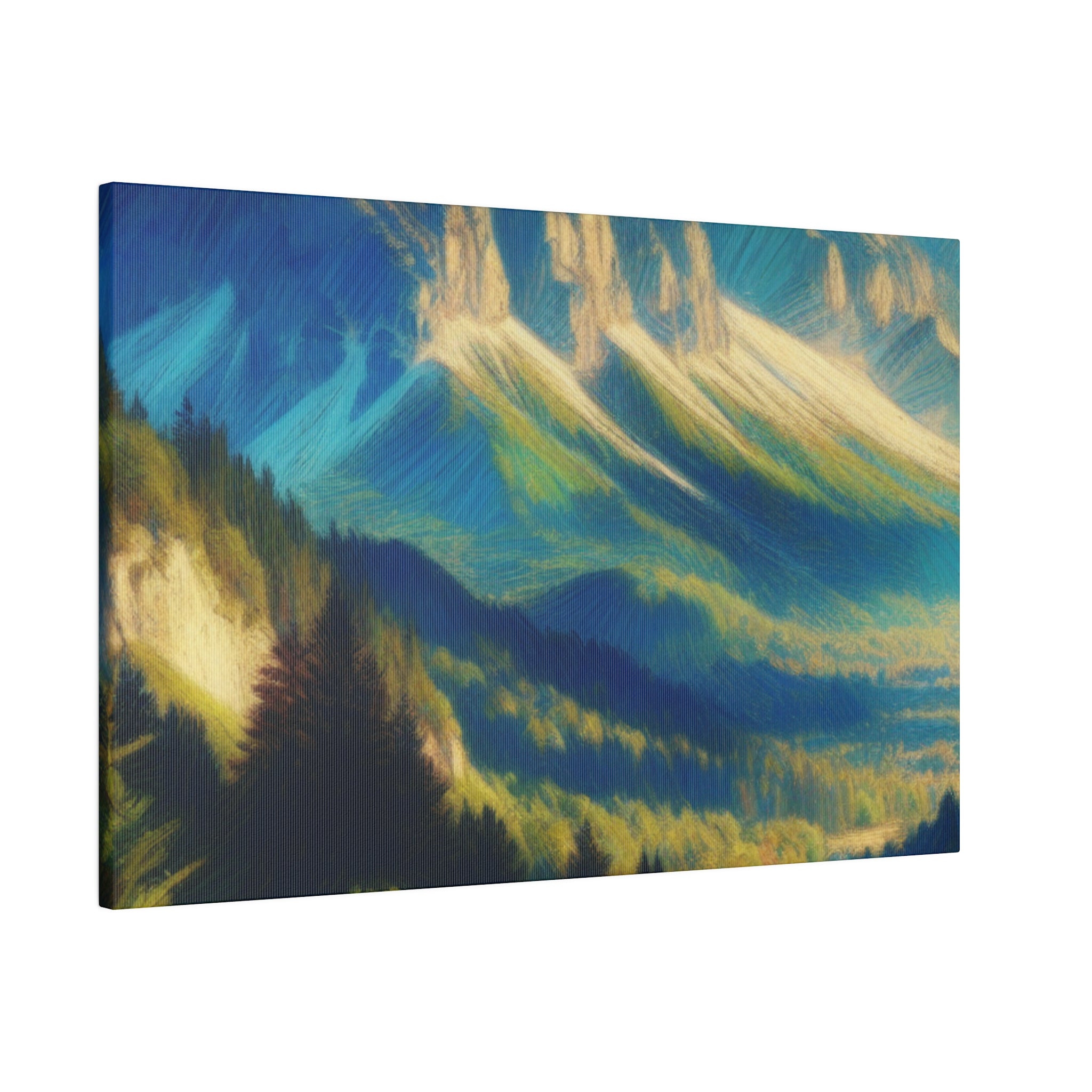 Majesty of Alpine Valley Mountain Landscape Painting Canvas