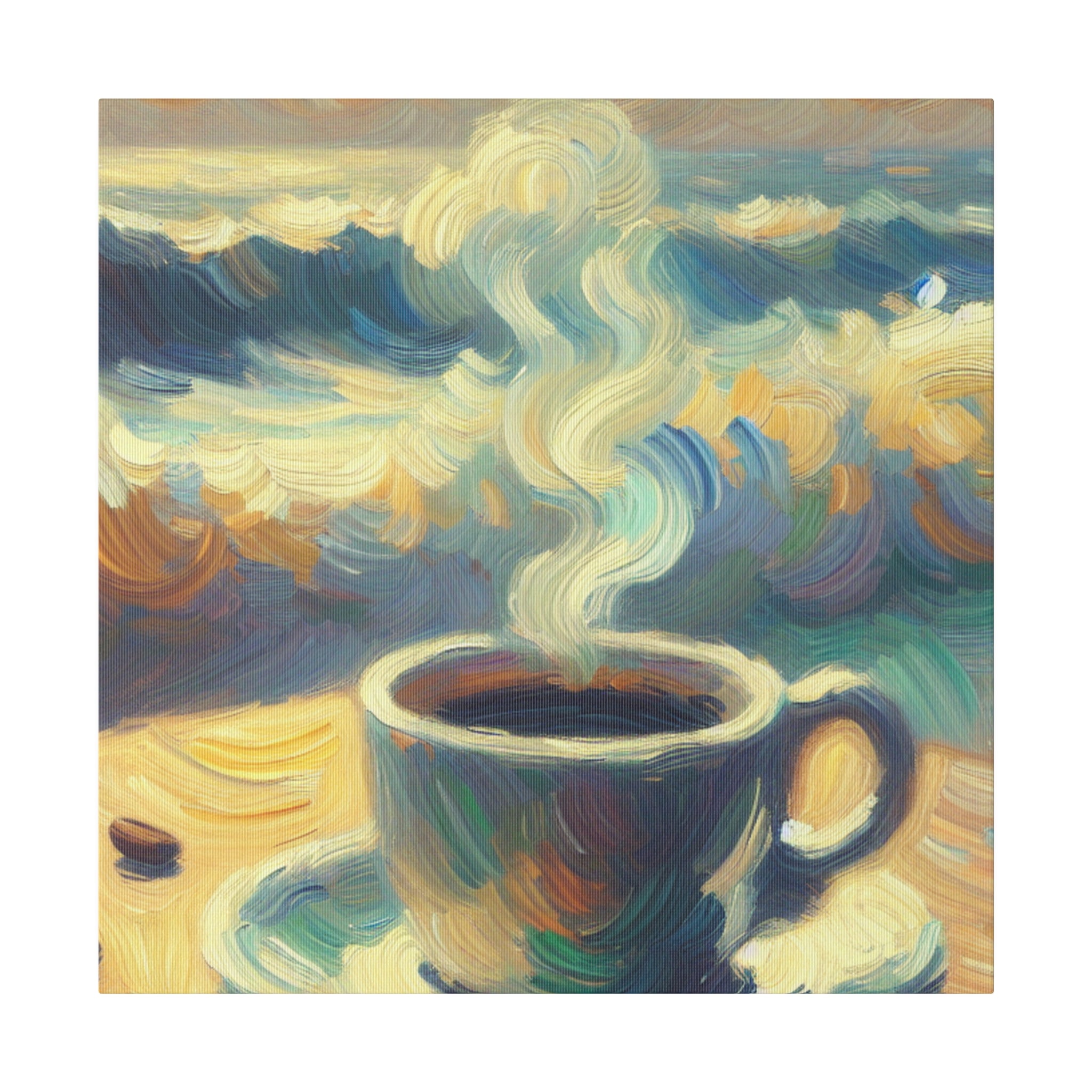 Ocean Waves Sunrise Coffee Painting Canvas