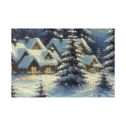 Cozy Cottages Expressionist Snowscape Winter Painting Canvas