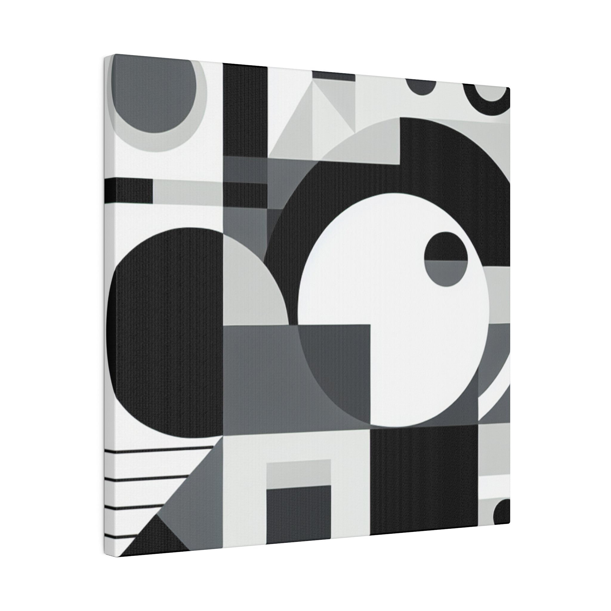 Geometric Black and White Abstract Artwork Canvas