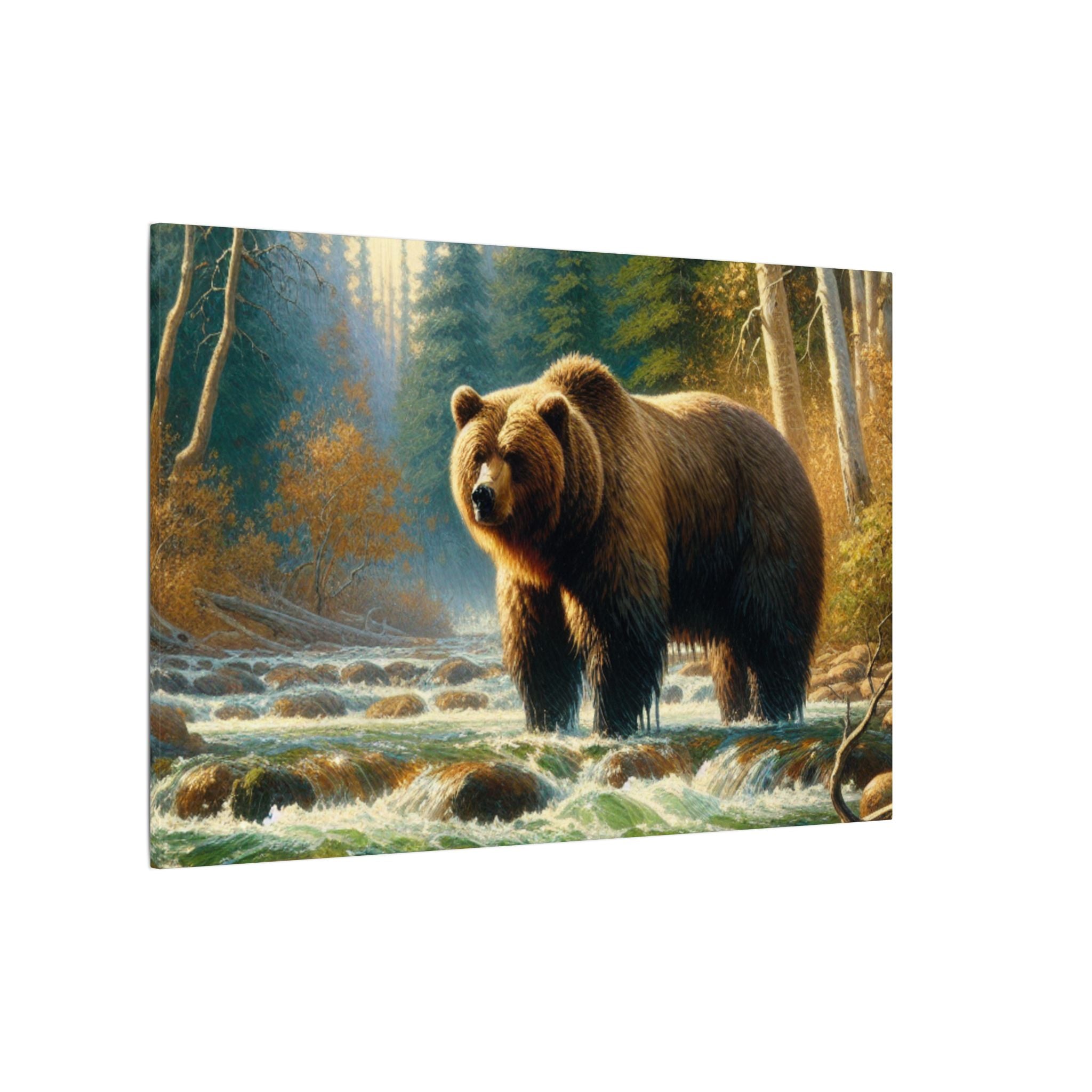 Grizzly in Forest Brook Canvas