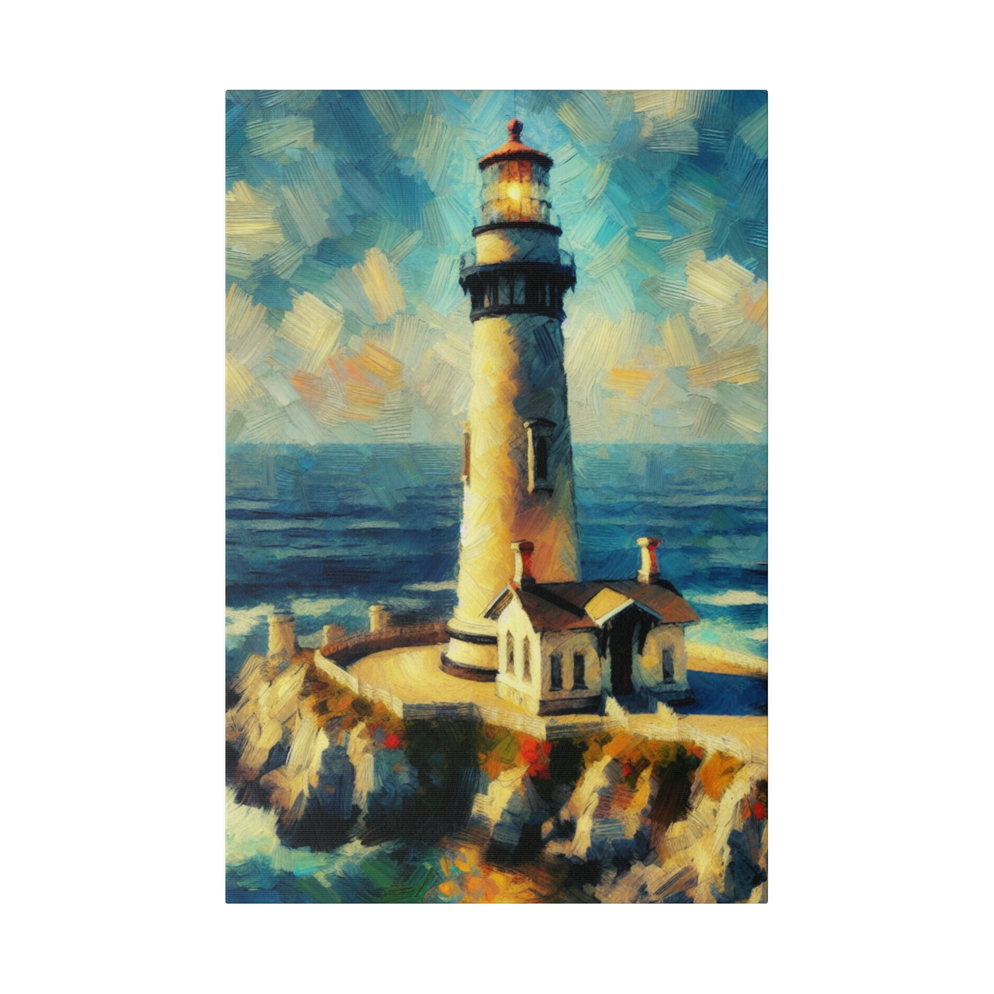 Maritime Mirage Coastal Wall Art Lighthouse Painting Canvas