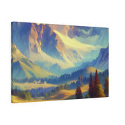 Impressionist Echoes of Majestic Peaks Mountain Landscape Painting Canvas