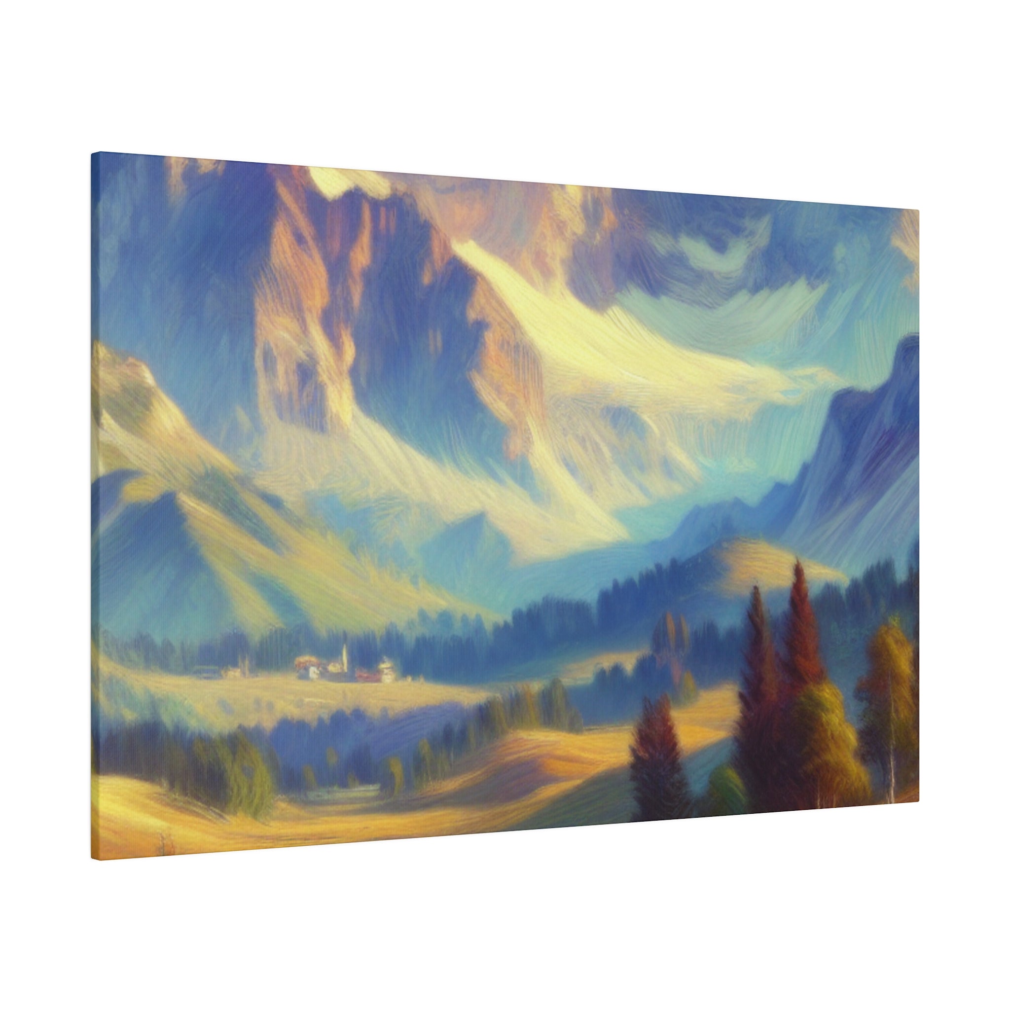 Impressionist Echoes of Majestic Peaks Mountain Landscape Painting Canvas