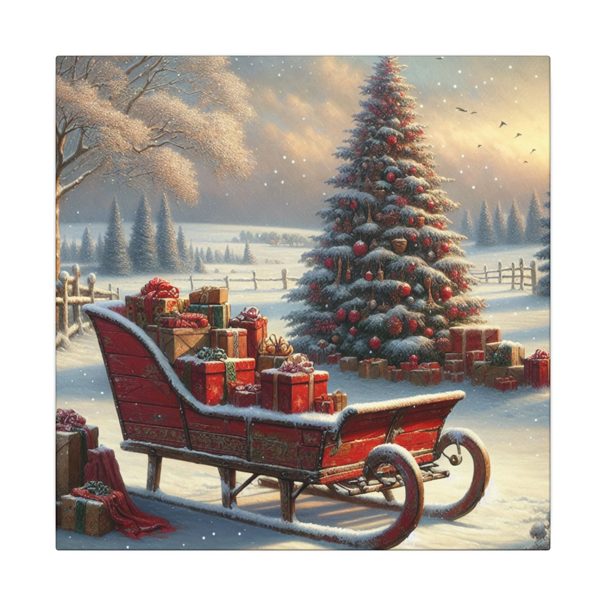 Vintage Christmas Sleigh Canvas