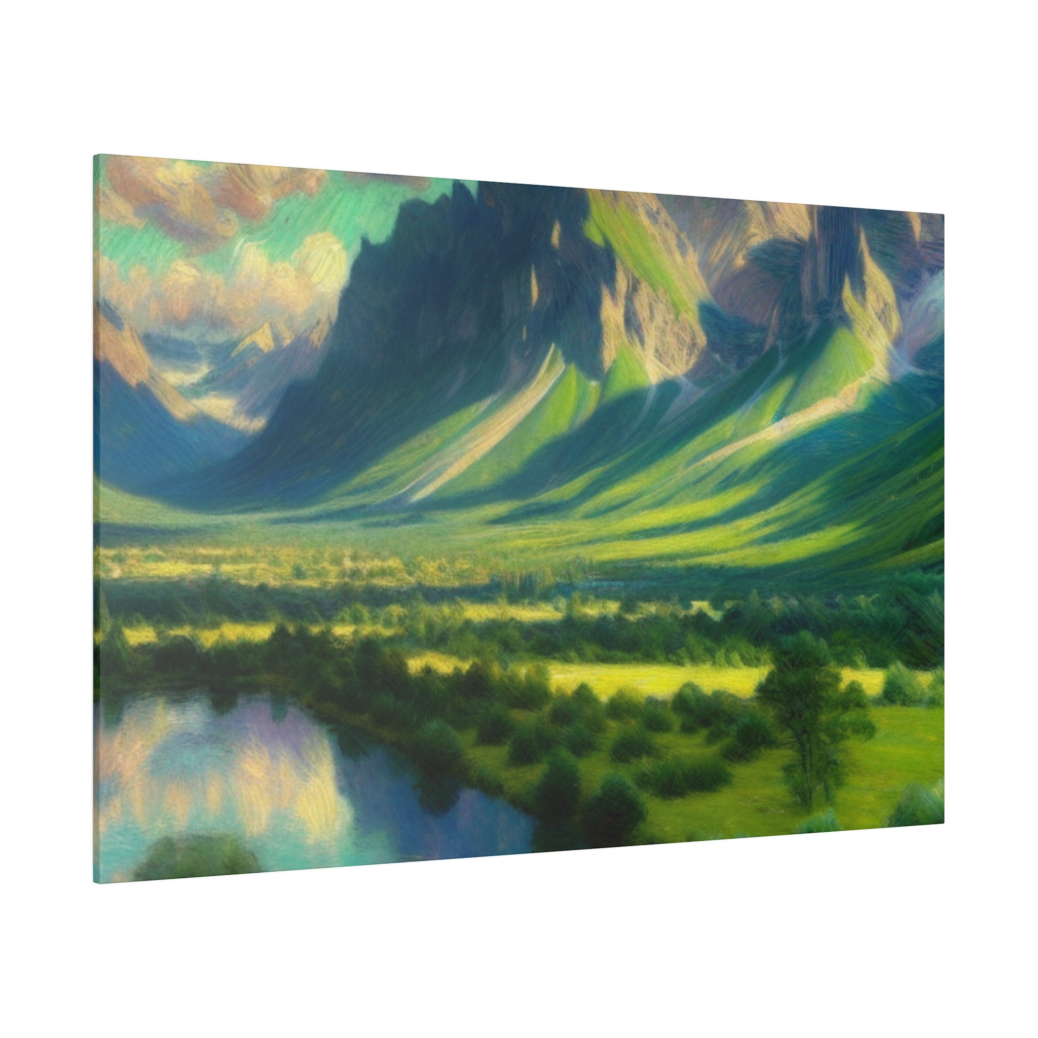 Lush Valleys Mountain Landscape Painting Canvas