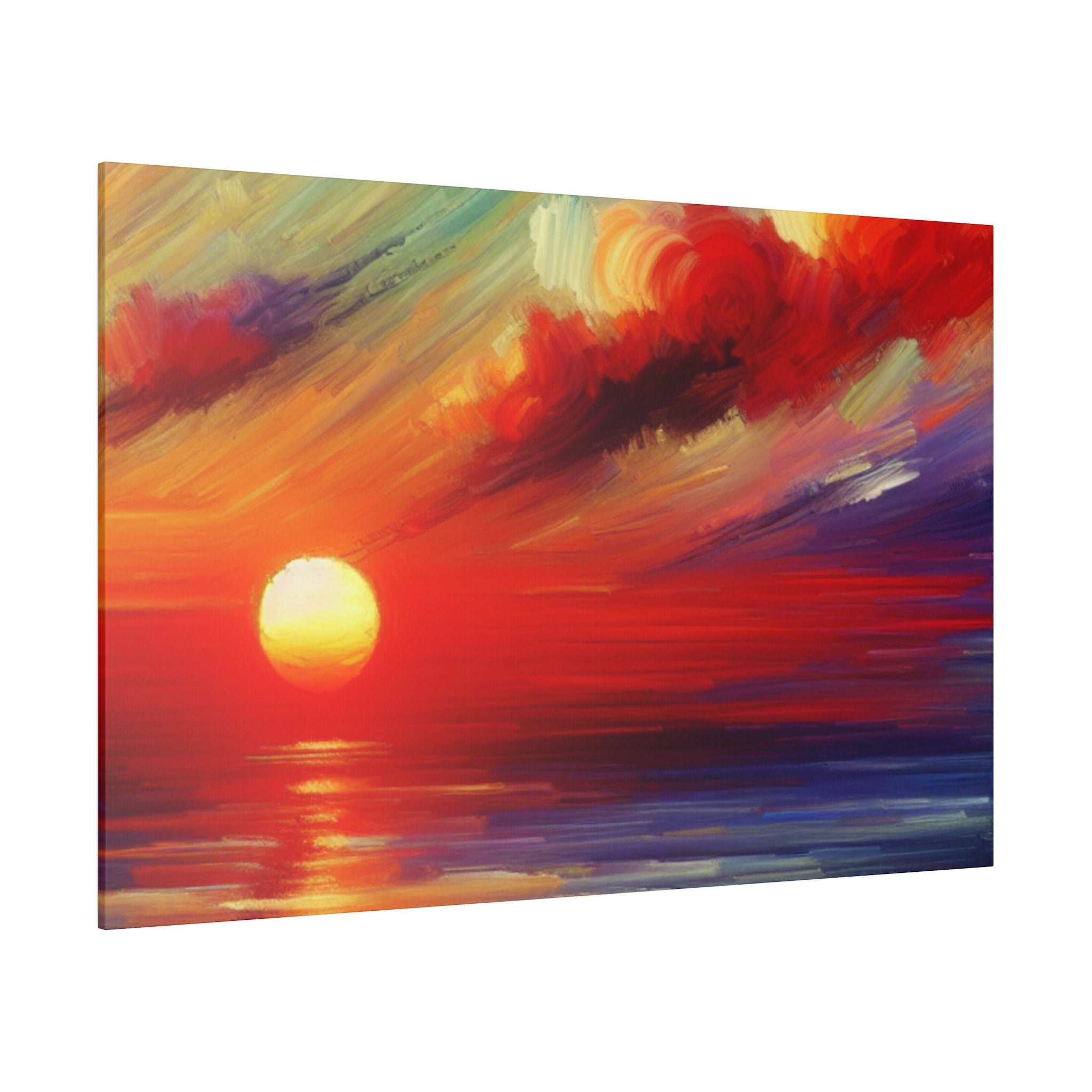 Ember Horizon Whispers Red Purple Sunset Painting Canvas