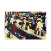 Retro Styled Diner Scene Diner Painting Canvas