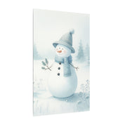 Snowman in a Winter Field Watercolor Canvas