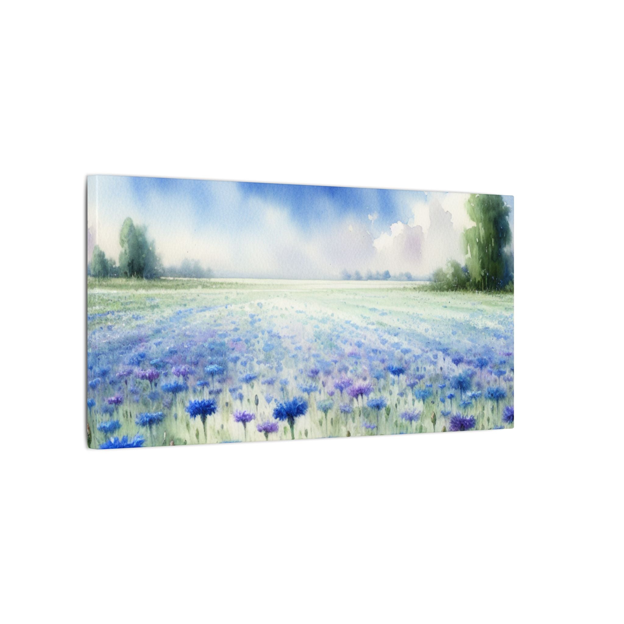 The Cornflower Field Watercolor On Canvas
