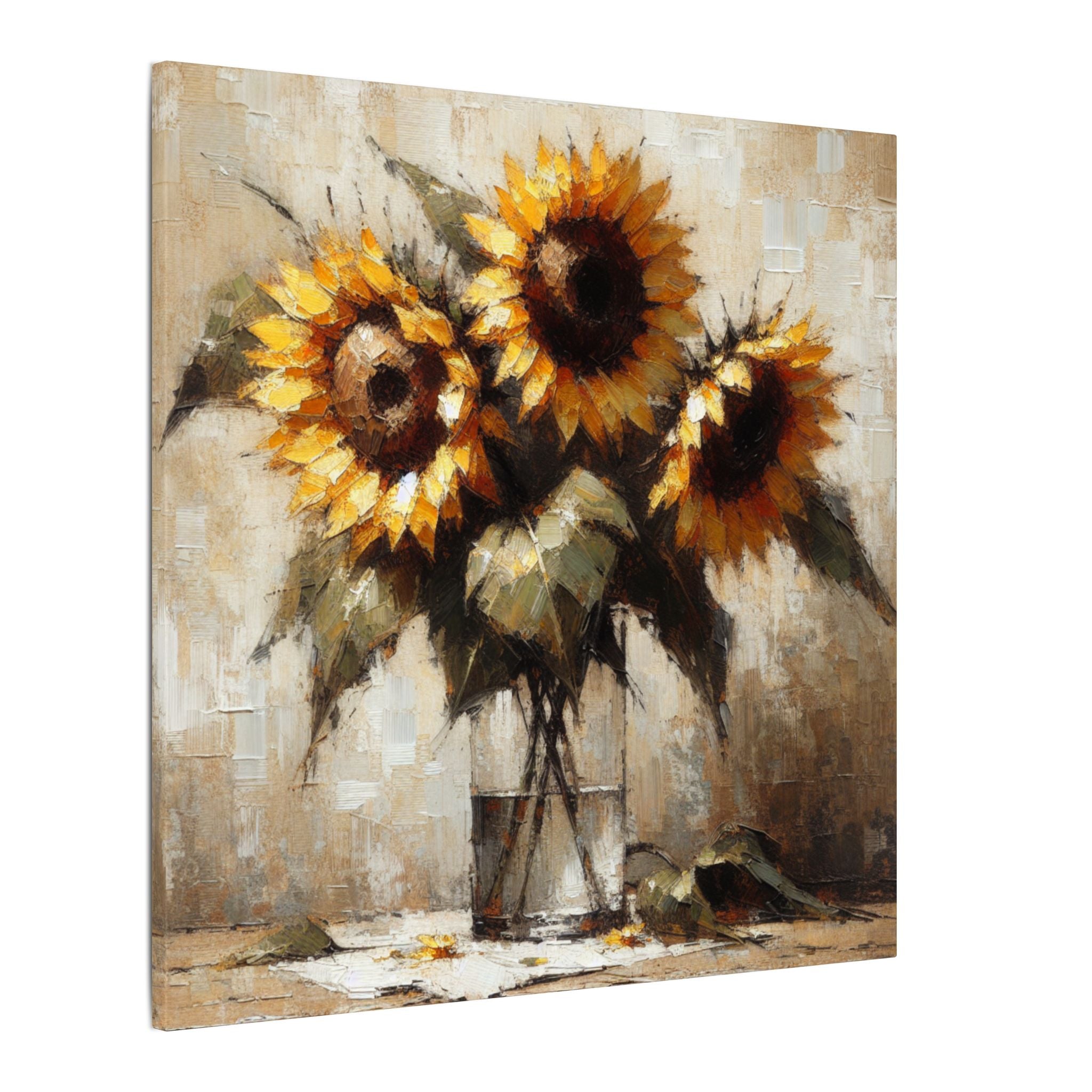 Sunflowers in Glass Vase Canvas