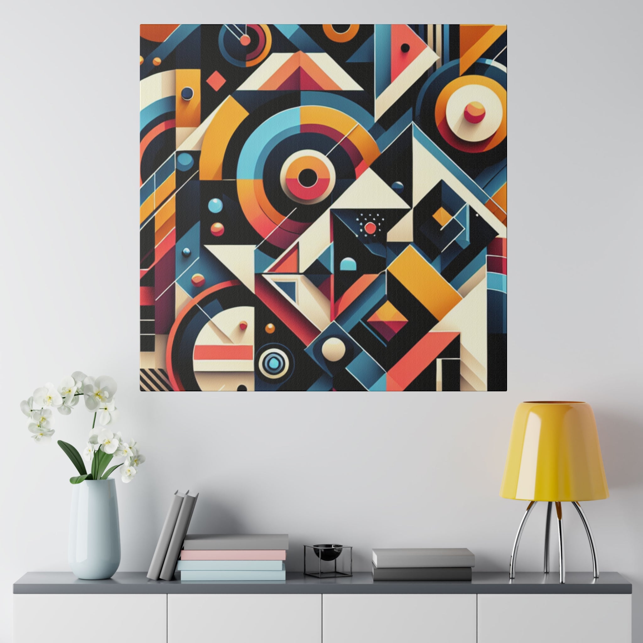 Kaleidoscopic Symphony of Shapes Geometric Painting Canvas