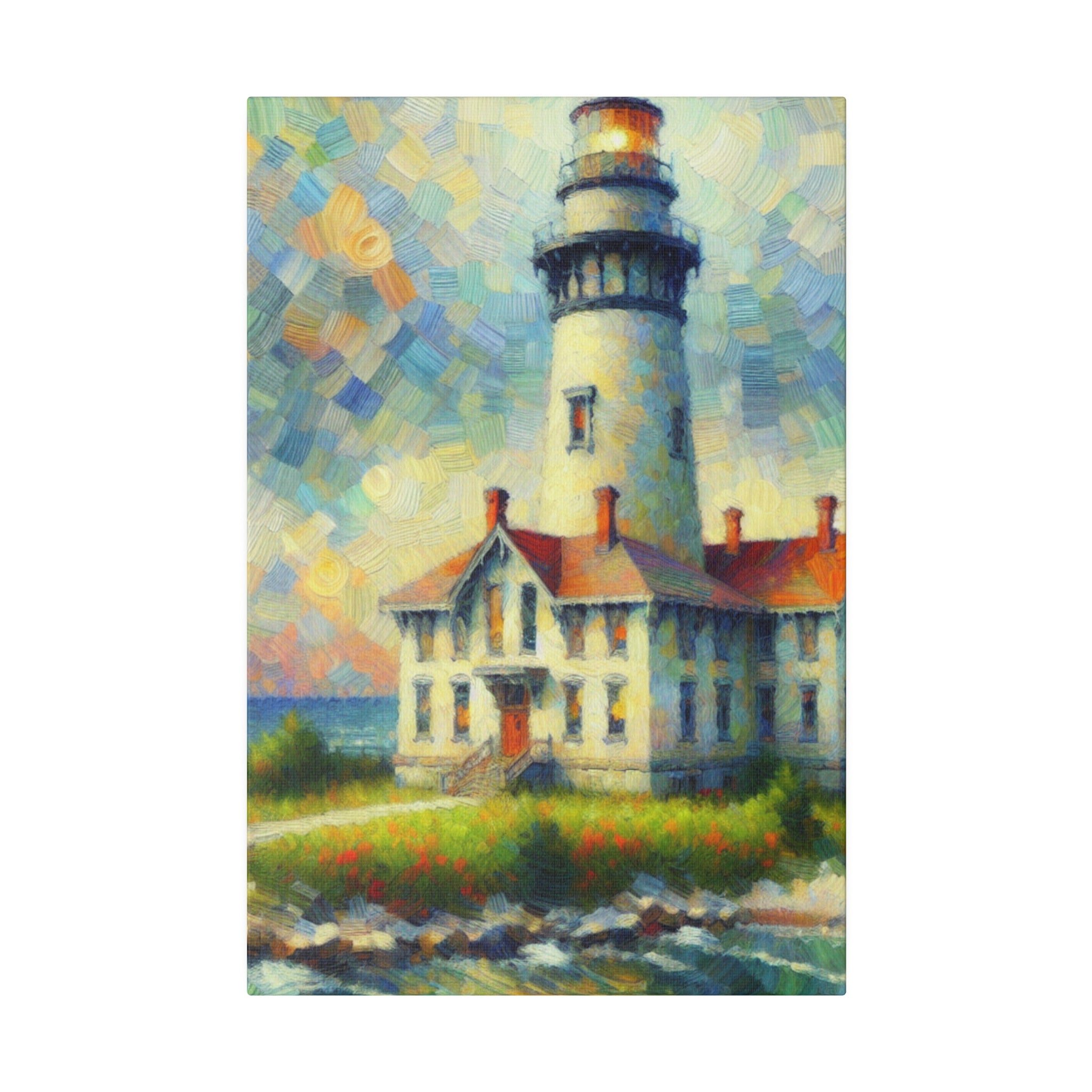 Beacon Of Light Coastal Wall Art Lighthouse Painting Canvas