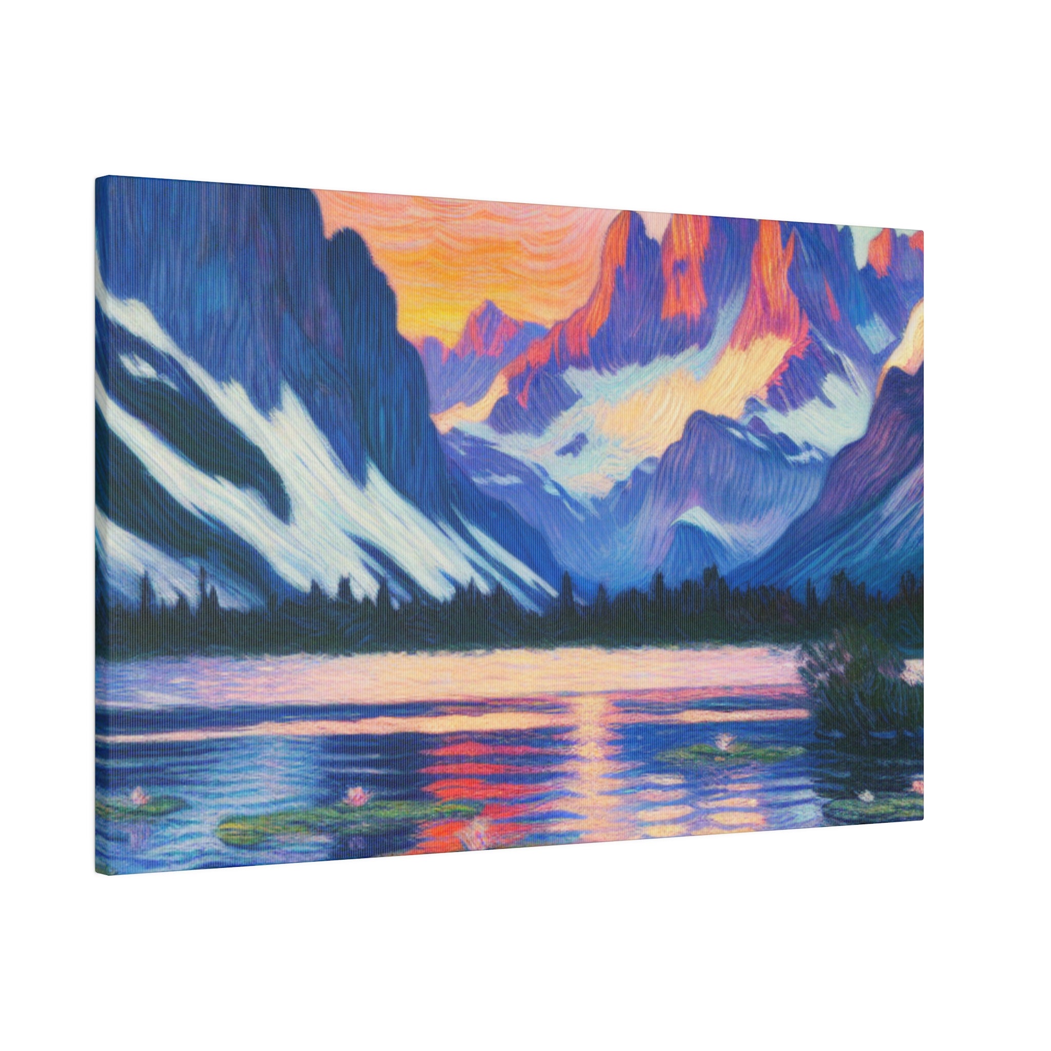 Quiet Lake Mountain Landscape Painting Canvas