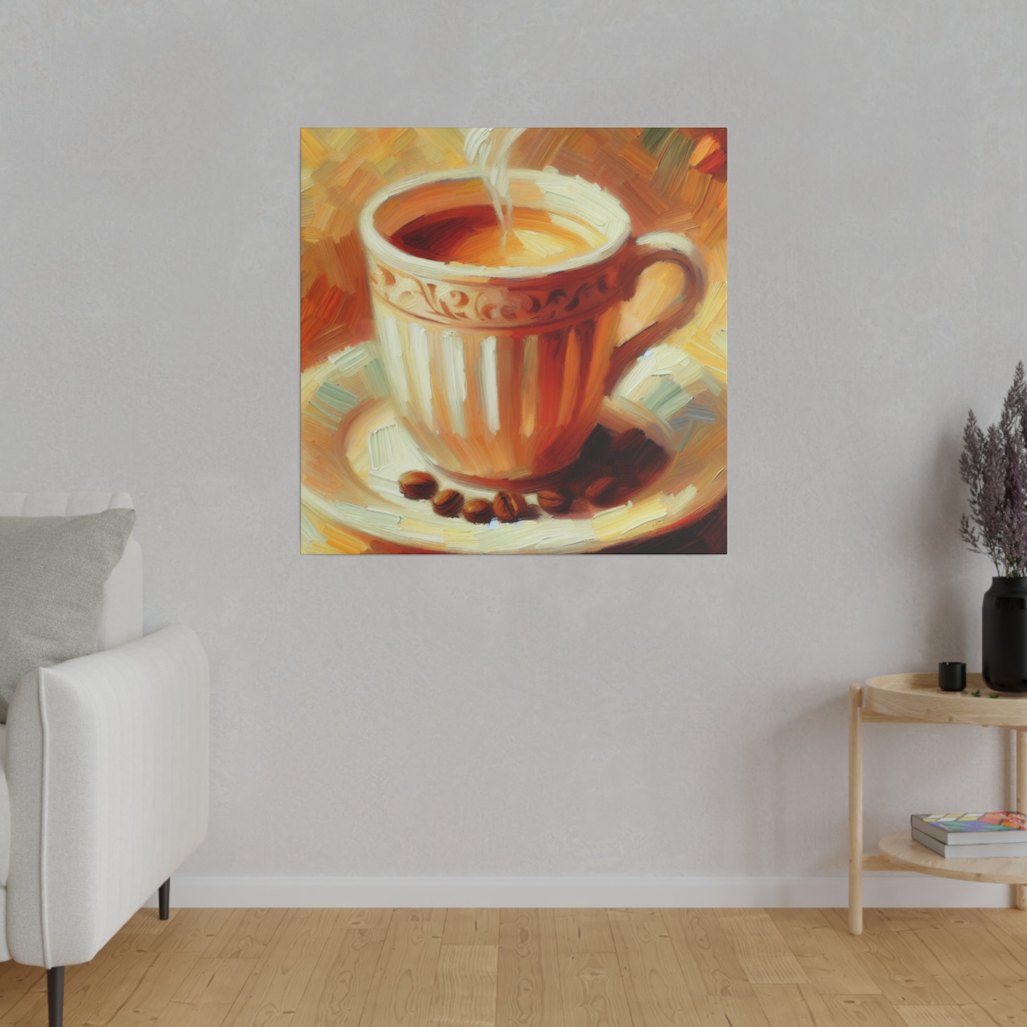 Impressionist Morning Brew Coffee Art Painting Coffee Painting Canvas