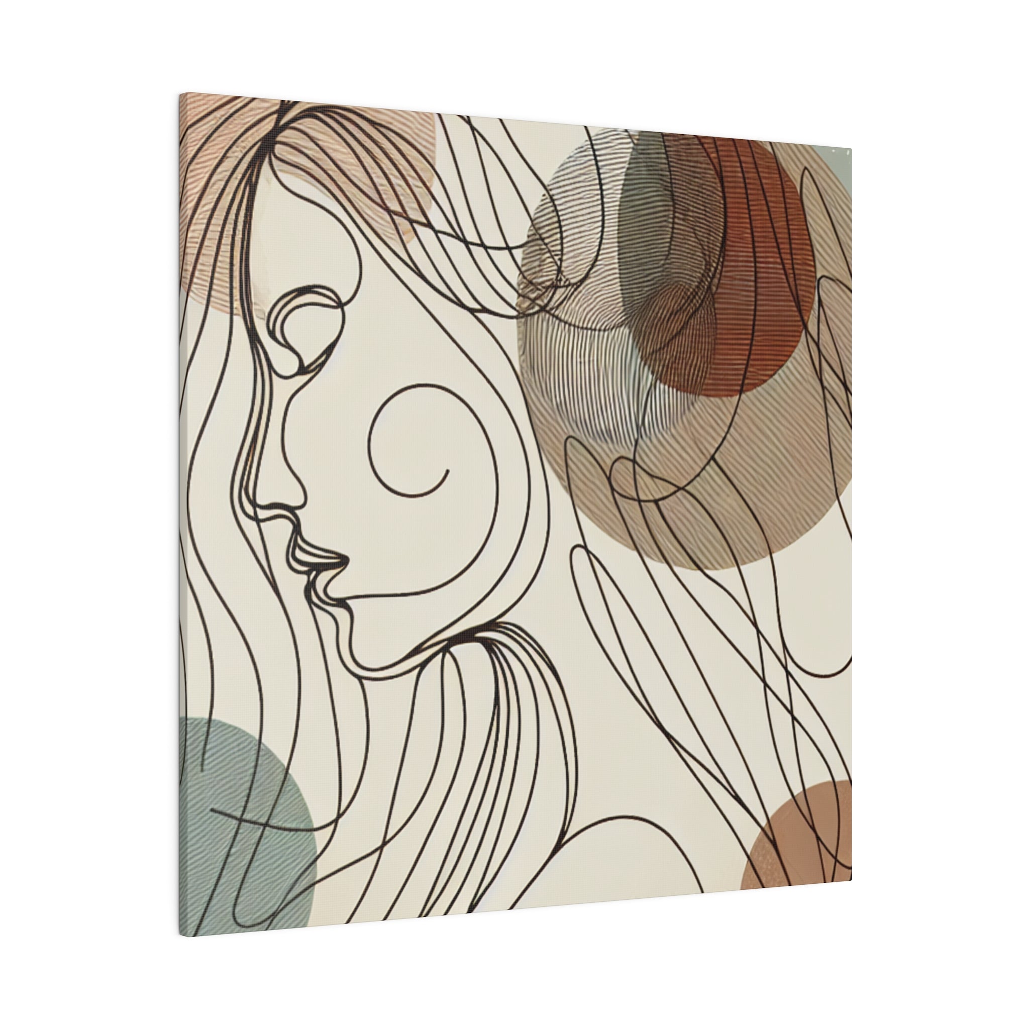 Bohemian Muse Woman Line Art Boho Style Wall Decor Canvas