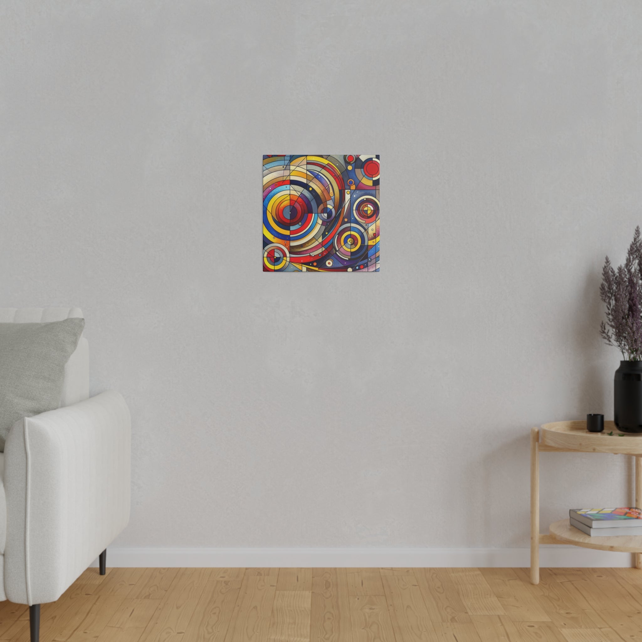 Geometric Harmony Red Blue Yellow Abstract Artwork Canvas