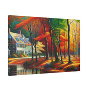 New England Home Cascade Fall Painting Canvas