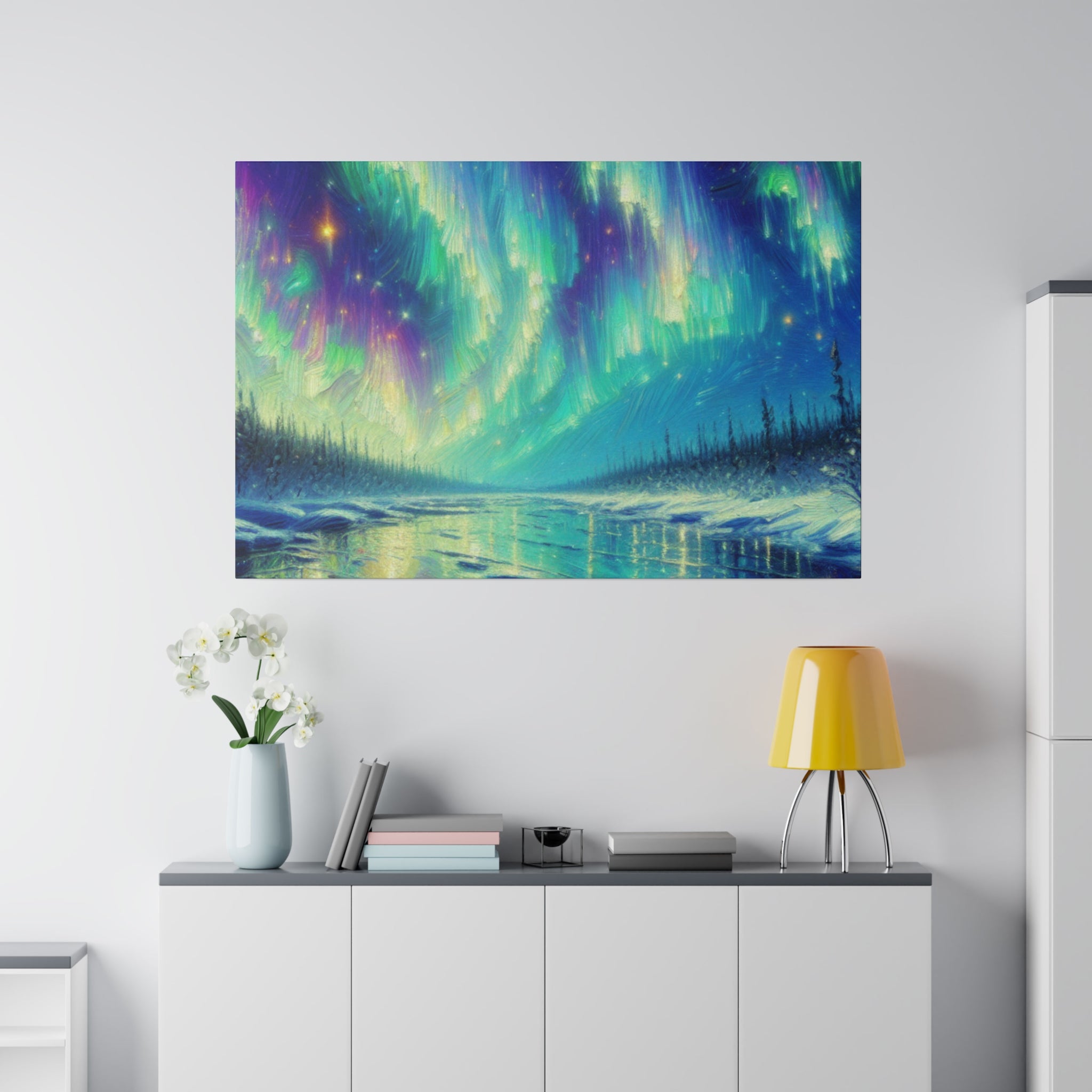 Aurora Winter Dreams Northern Lights Painting Canvas