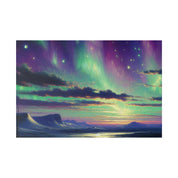 Northern Lights Painting | Aurora Ice Caps Scene | Winter Artwork Canvas