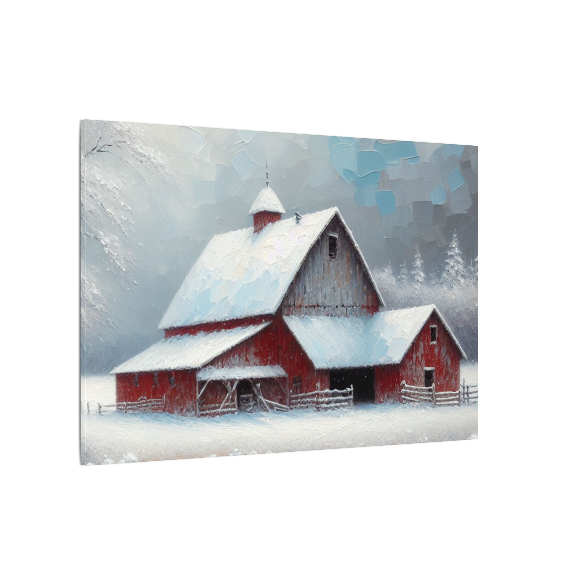 Snowy Christmas Barn Canvas