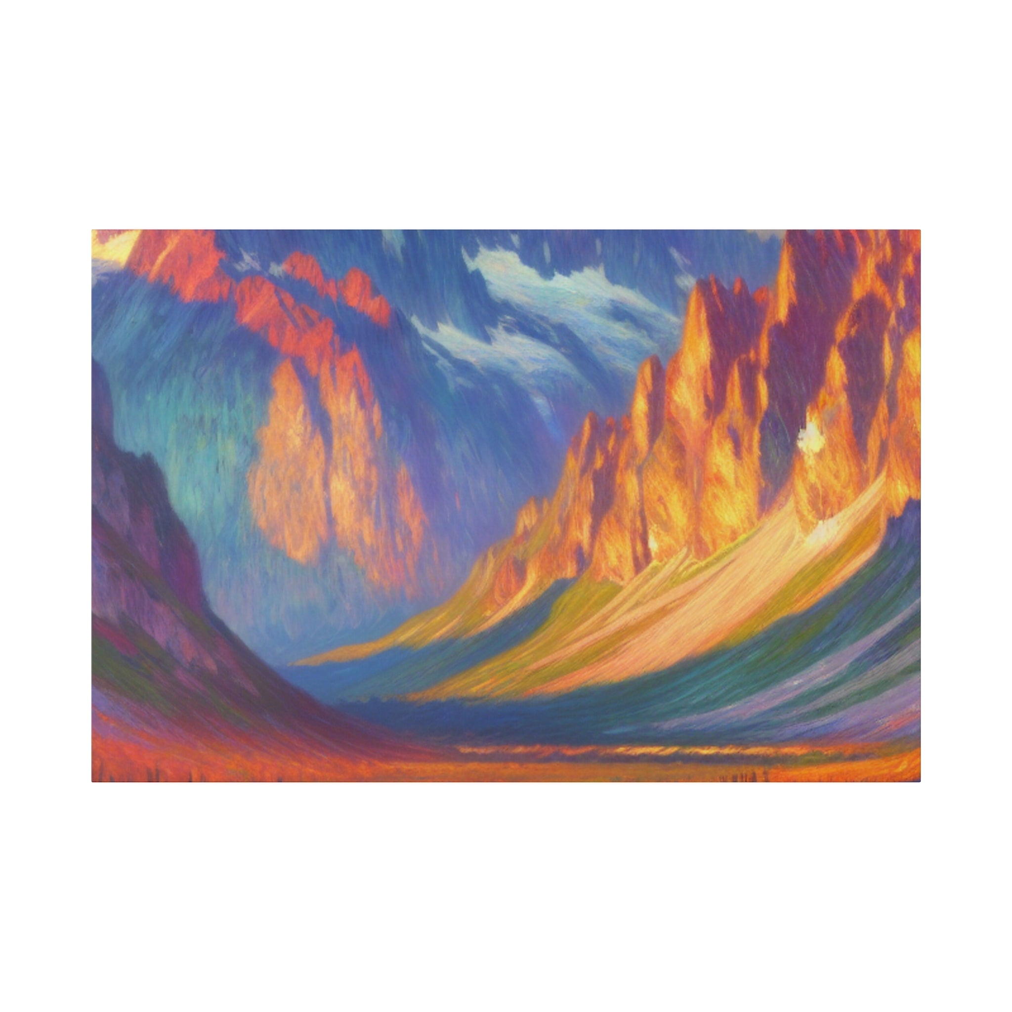 Majestic Peaks Reflected Dawn Mountain Landscape Painting Canvas