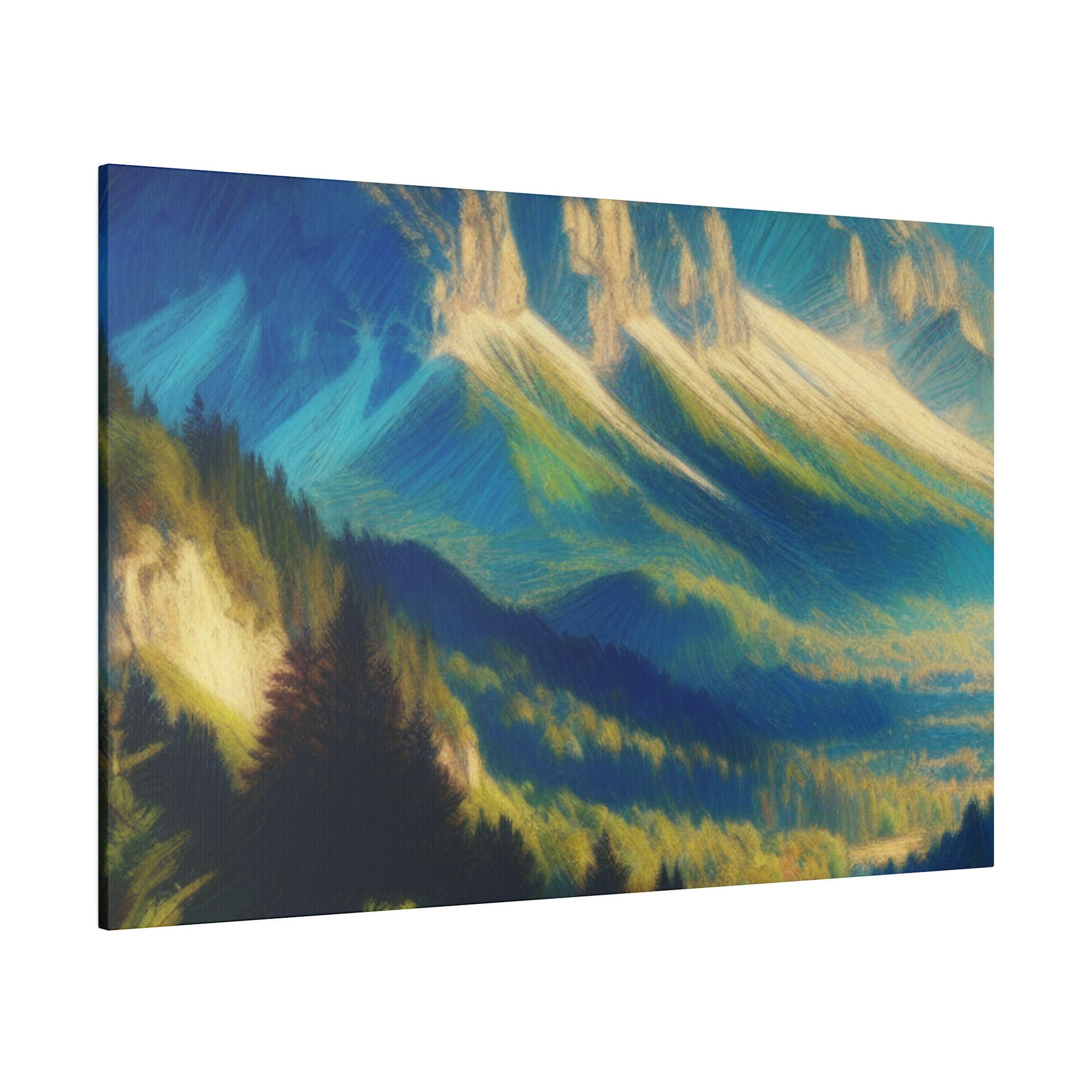 Majesty of Alpine Valley Mountain Landscape Painting Canvas