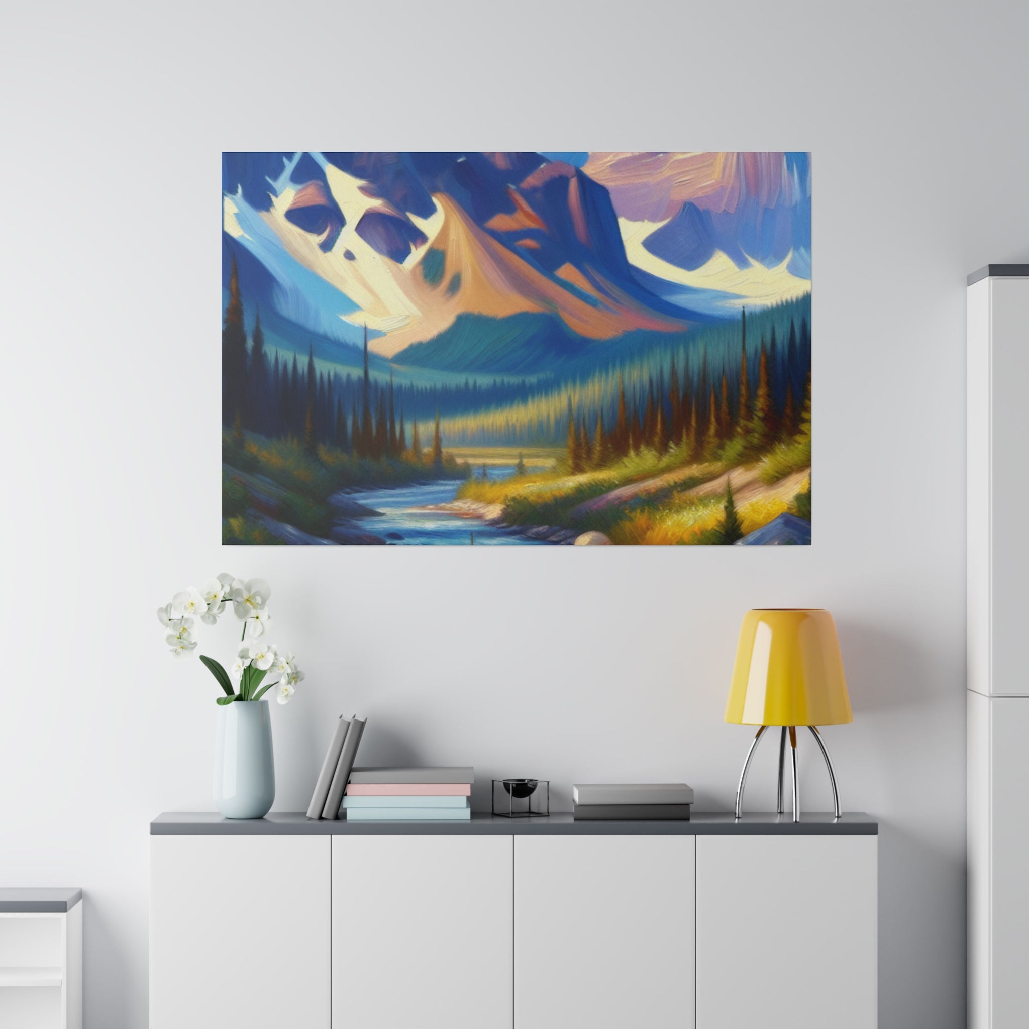 Serene Brilliance Mountain Landscape Painting Canvas