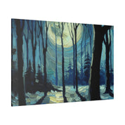 Night Moon Whisper Expressionist Forest Painting Canvas