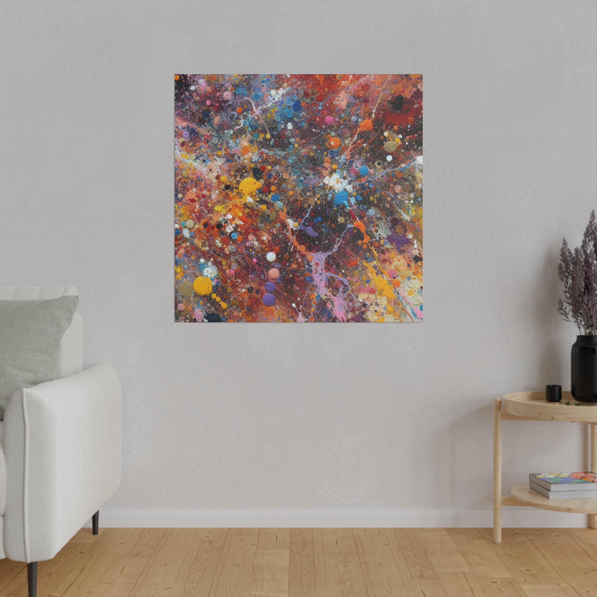 Blue and Fiery Red Expressionist Artwork Abstract Wall Art Canvas