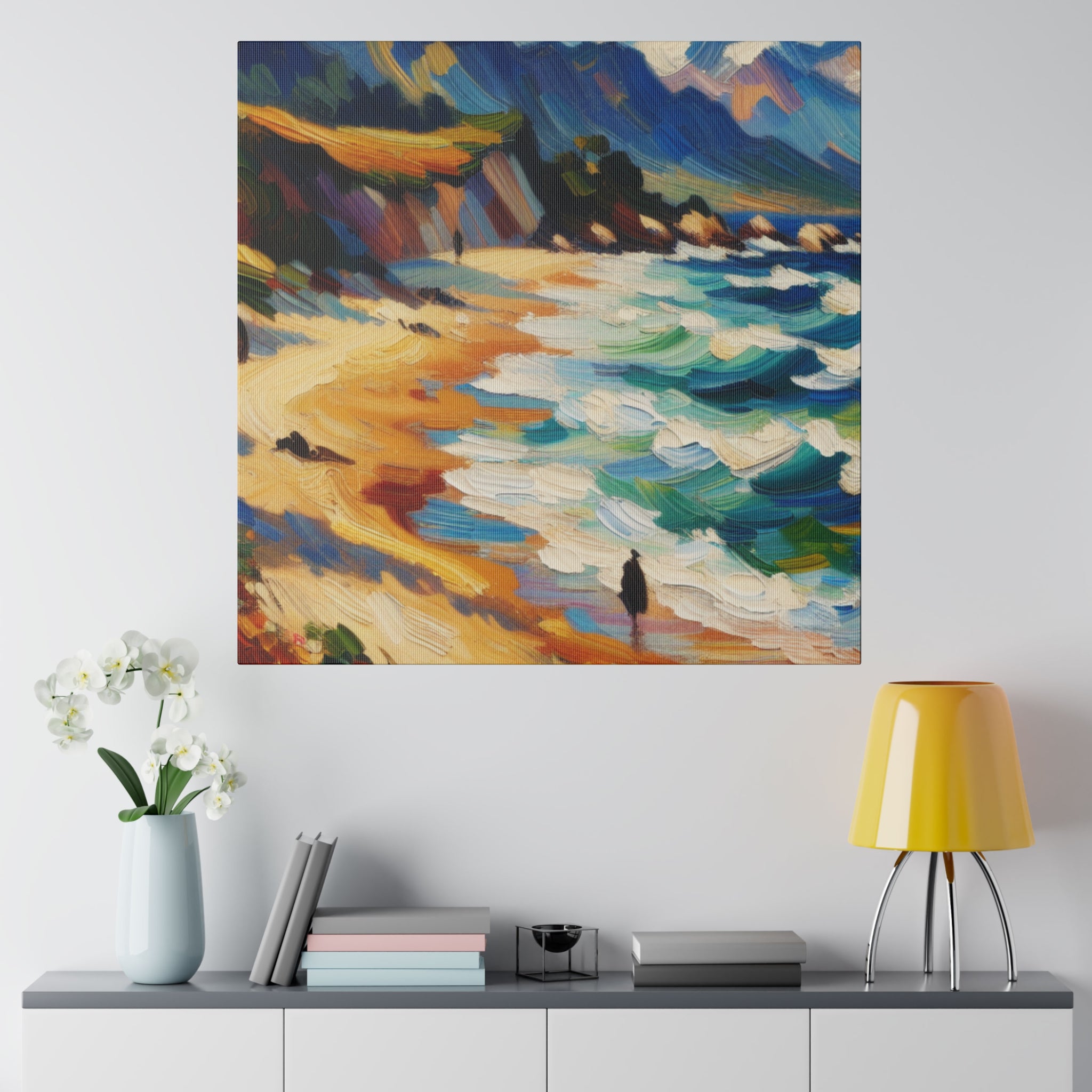 Vibrant Expressionist Landscape Beach Painting Canvas