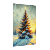 Glowing Christmas Tree at Night Canvas