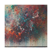 Spectrum Splatter Vibrant Red Blue Yellow Abstract Painting Canvas